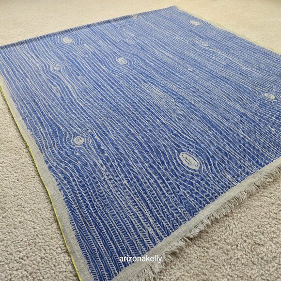 NWOT Inouitoosh Wool Scarf Blue Wood Grain Tree Bark - Picture 10 of 13